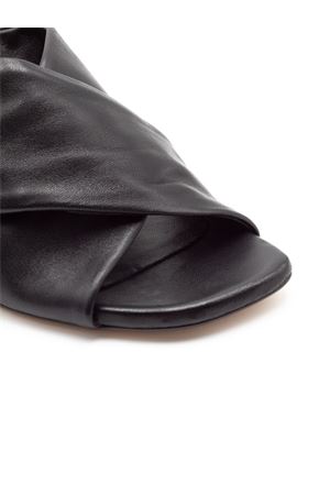 Black leather open-toe sandal JULIE DEE | ME615NAPPANERO